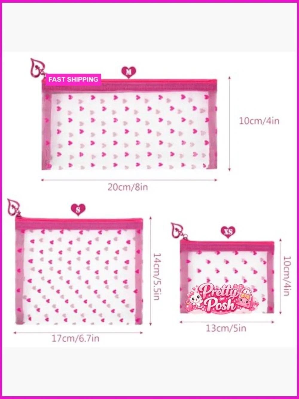 Nylon Mesh Zipper Makeup Bags, 6 Pack Mini Cosmetic Toiletry Organizers